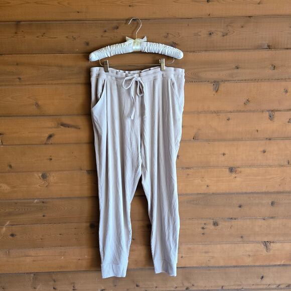 Tommy John Brushed Ribbed Jogger Pant Doeskin XL NWT Tie Waist Lounge PJ Travel - Picture 2 of 5